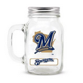 MILWAUKEE BREWERS GLASS MASON JAR w/chocolate baseballs